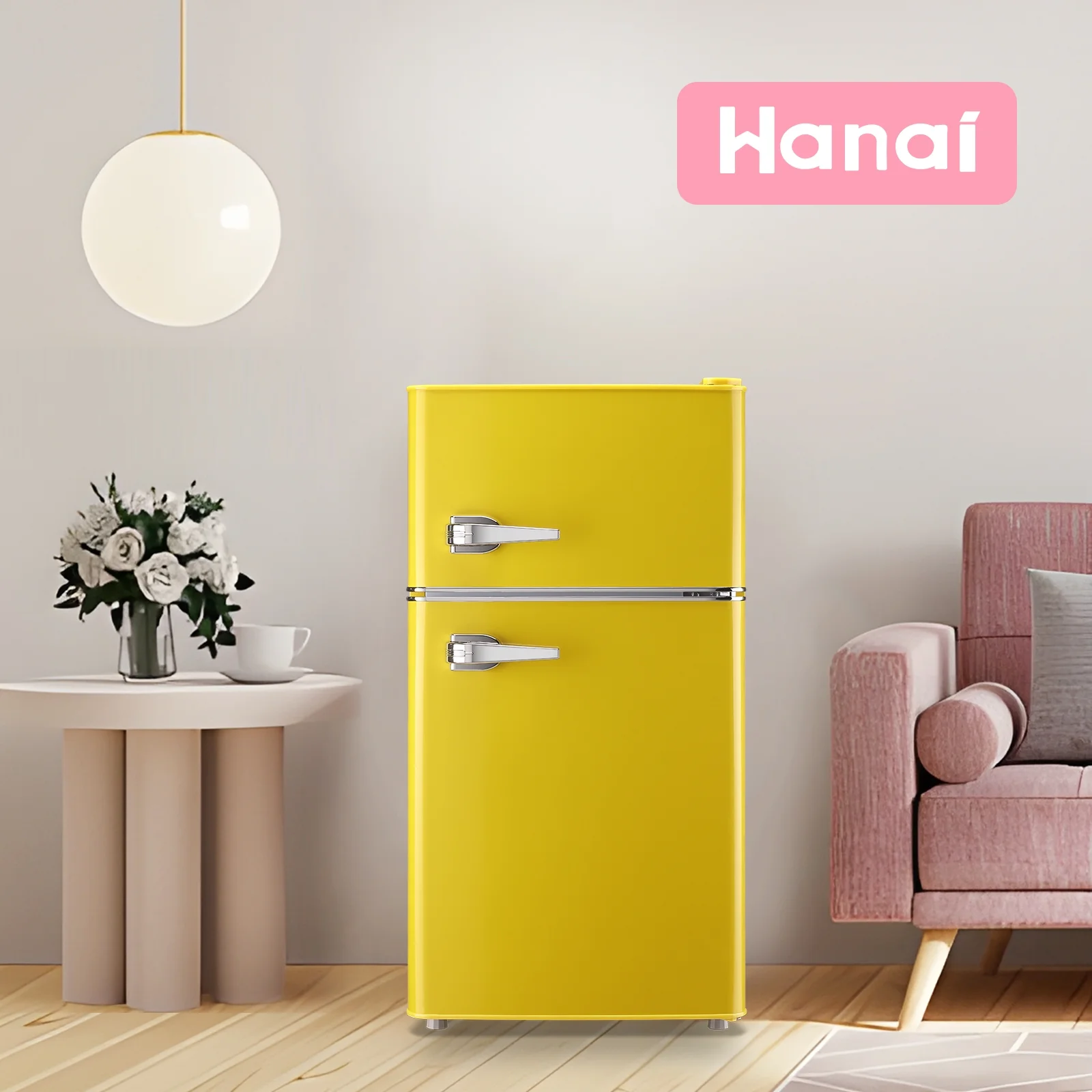 3.5 Cu.ft Compact Refrigerator WANAI Dual Doors Handles Mini Fridge with Top Freezer Blue New - Image 12