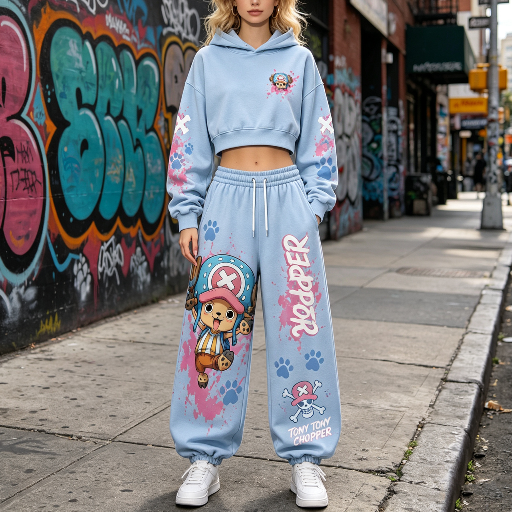 One Piece Cropped Long Sleeve Hoodie & High Waist Jogger Pants Two Piece TeeThreads Sustain the Scene with Custom Apparel