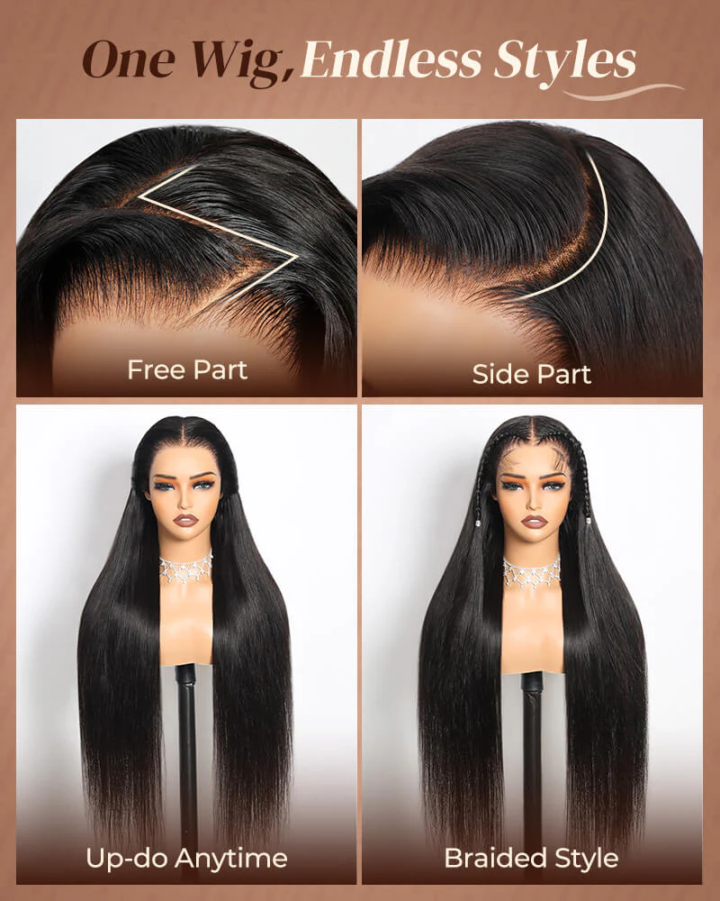 Pure-Luxe™ Silky Straight Natural Black Easy Wear Glueless 13x6 Ultra-Dense Human Hair Wig Pre-Cut Lace