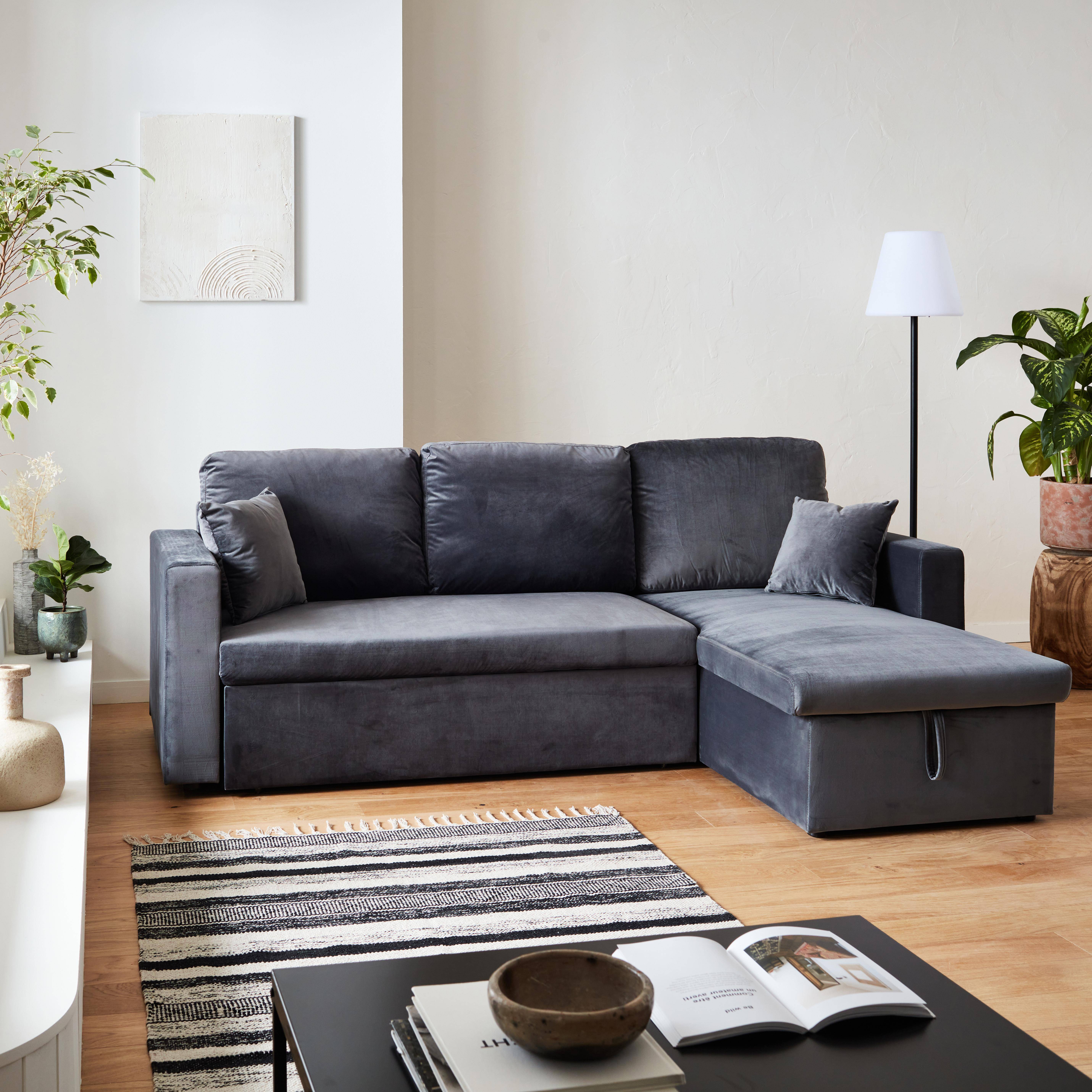Ida terciopelo - Sofá cama esquinero 3 plazas