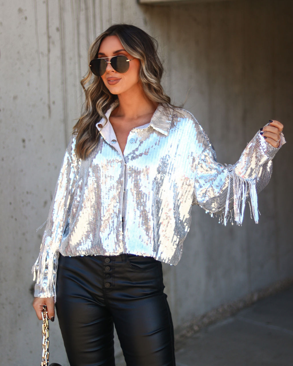 Life Is A Fiesta Sequin Fringe Jacket - Silver - Se7enfashion