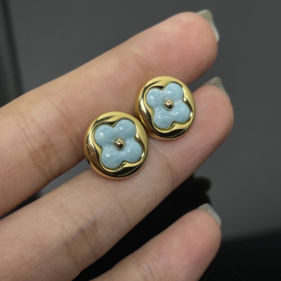Louis Vuitton Blue Amazonite Stud Earrings - Original Replica Club