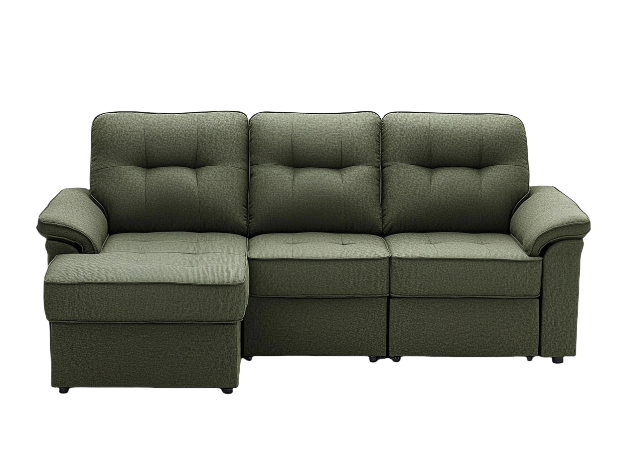 Sofá de esquina verde 220x90x85 ideal para sala funcional con almacenamiento sm4889852