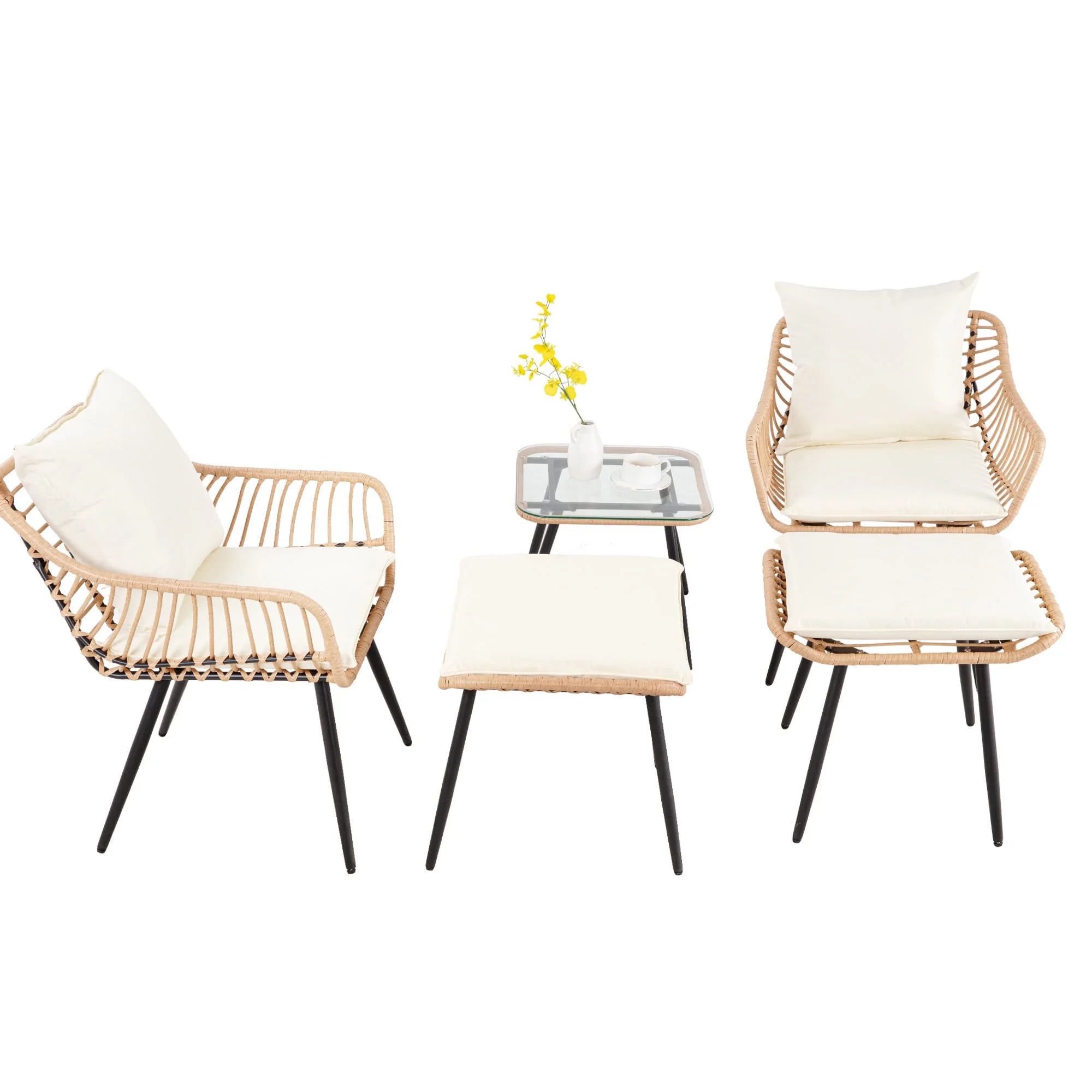 Ainfox 7 Pcs Outdoor Patio Furniture Sofa Set on Sale, Grey Rattan Grey Cushion
