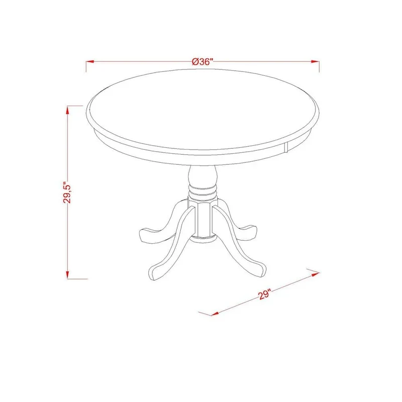 East West Furniture Antique Round Dining Table - 36x36 Inch Kitchen Table with Pedestal Base (Multiple Finish Options)