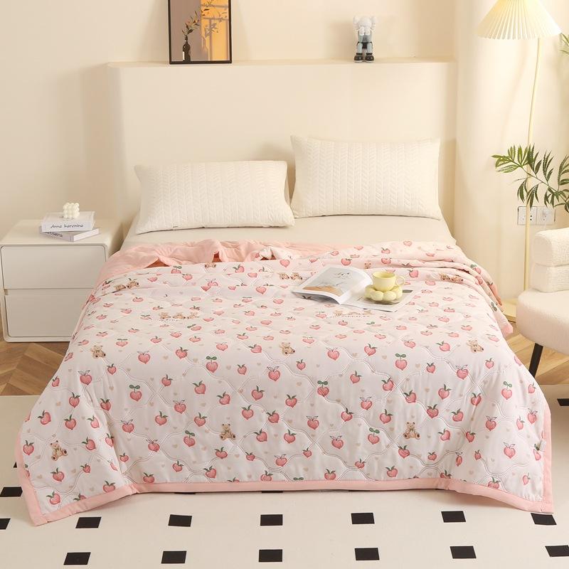 Washed Cotton Summer Quilt Cartoon Printed Breathable Soft Thin Air Condition Quilt