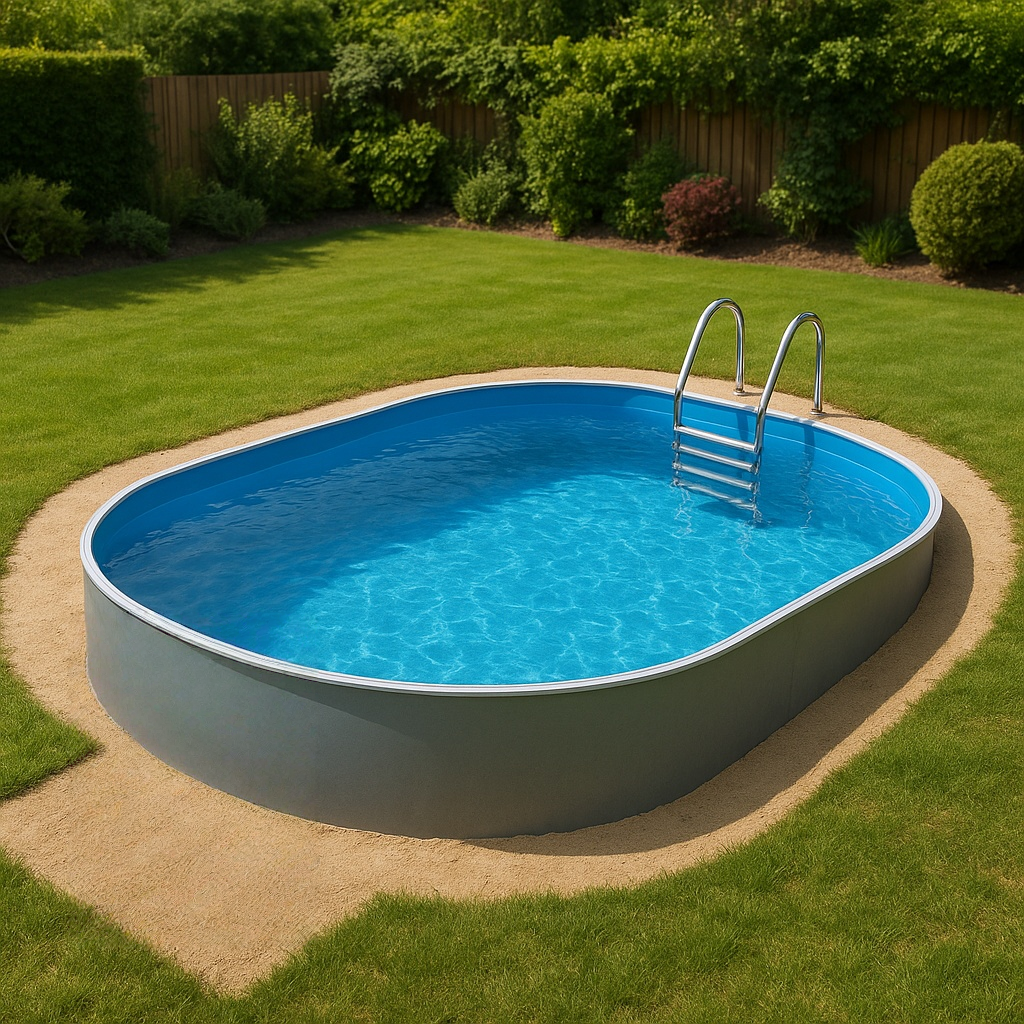 Piscina enterrada Piscina ovalada azul PVC/acero Para jardín 500x300x120cm