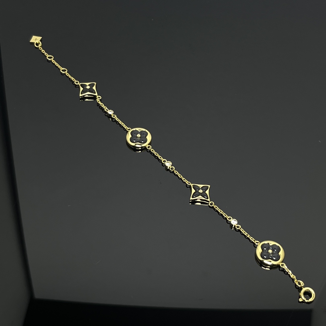 Louis Vuitton Black BB Star Sun Blossom 4 Motifs Bracelet - Original Replica Club