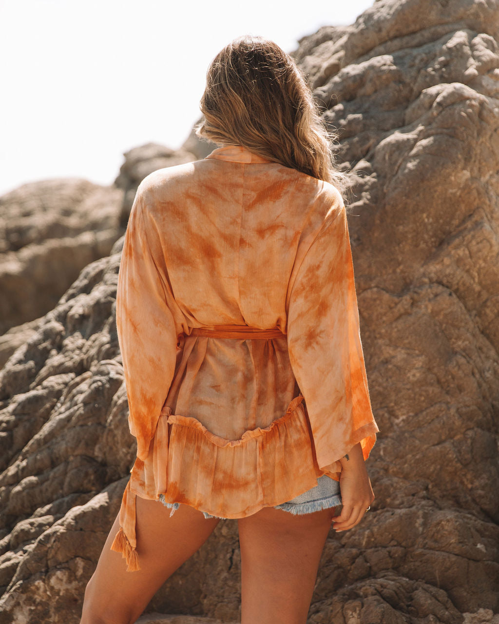 Fan The Flames Tie Dye Kimono Wrap Top - FINAL SALE - Se7enfashion