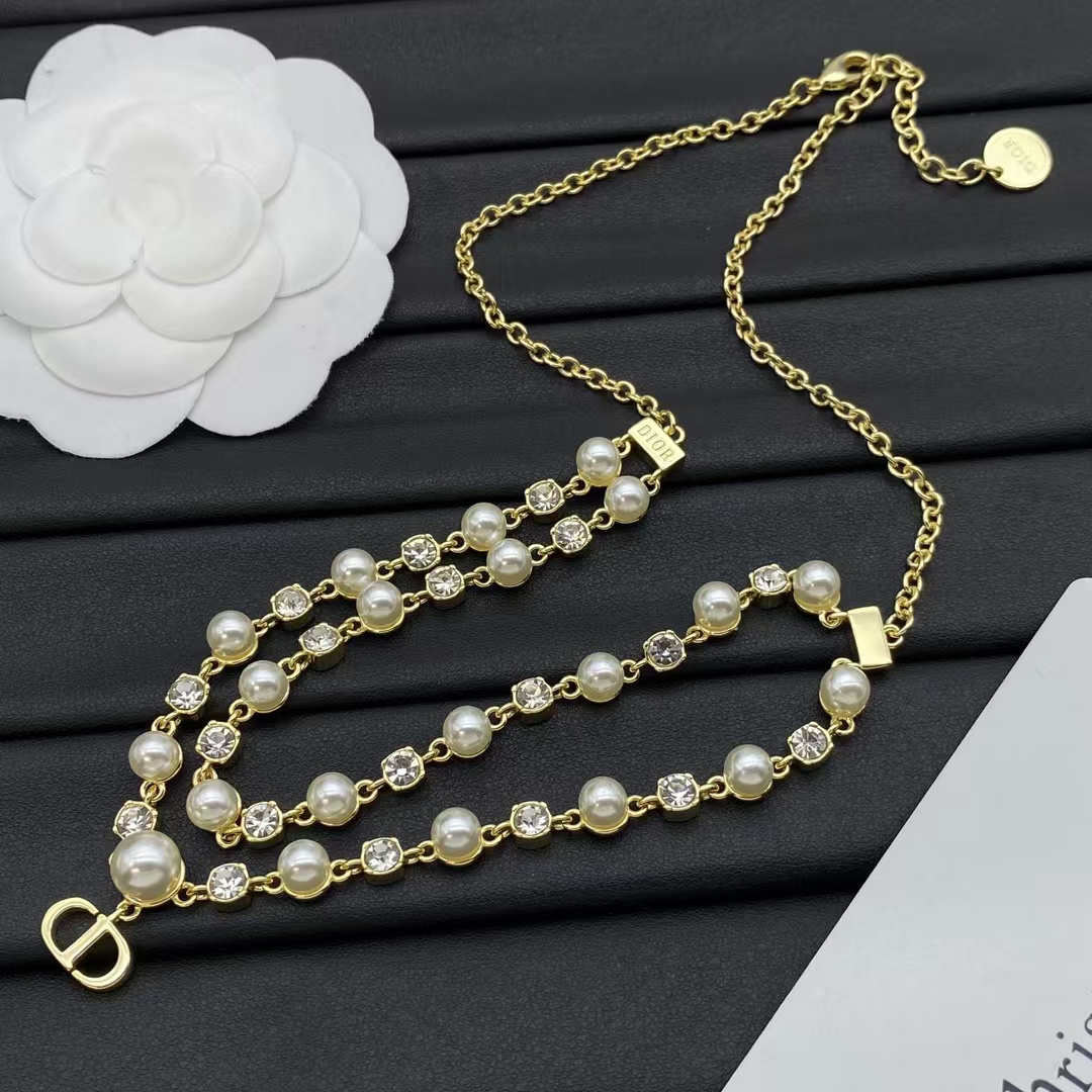Dior Layered Two Row Pearl Necklace - Original Replica Club