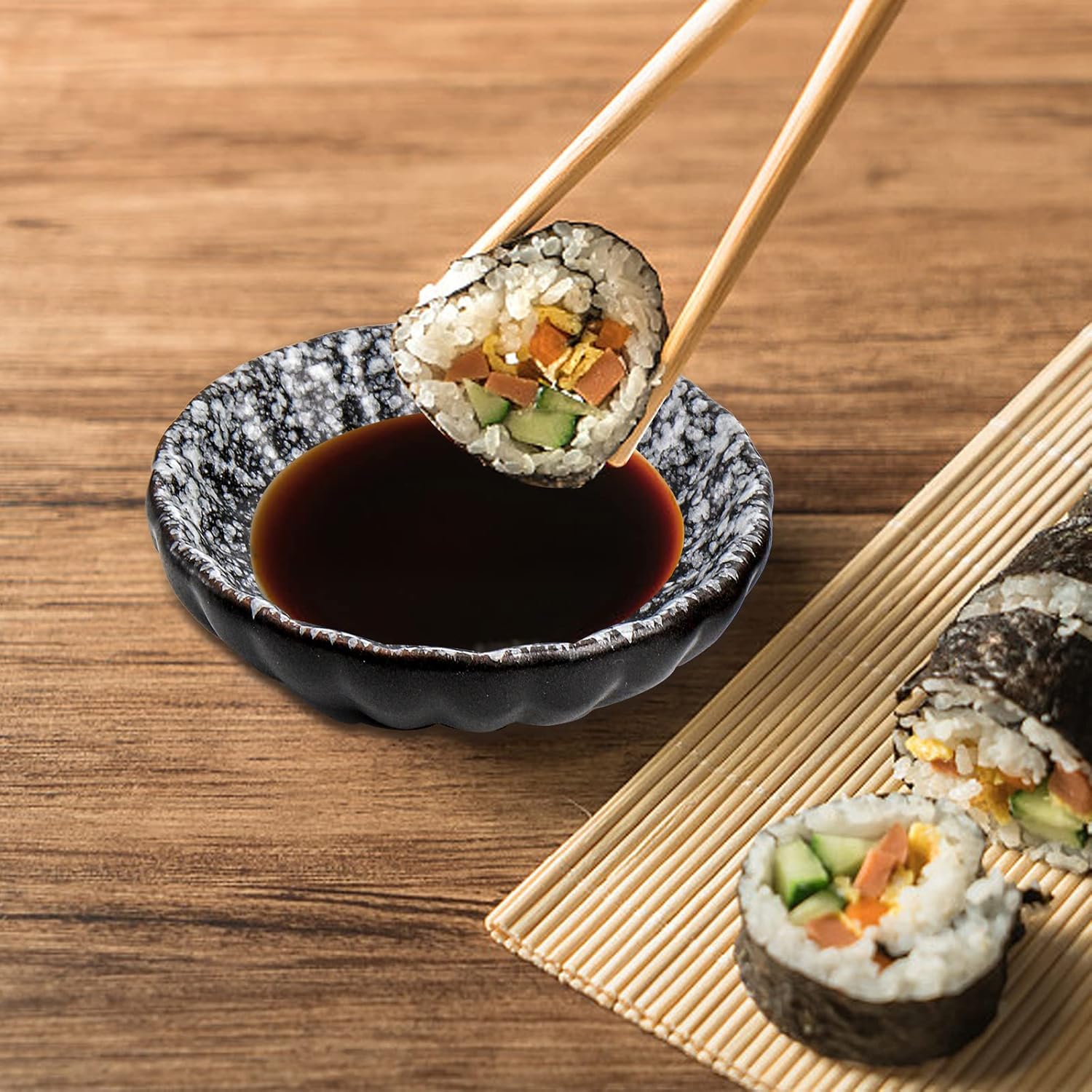 Nicunom 12 Pack Soy Sauce Dishes, Ceramic Dipping Bowls Set, 2.8 Inch Side Dishes Japanese Style Pinch Bowls Seasoning Dish for Ketchup, BBQ, Sushi, Soy