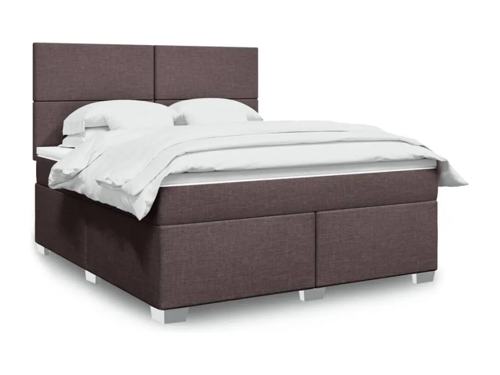 Cama box spring con colchón tela marrón oscuro 180x200 cm eeh3522736