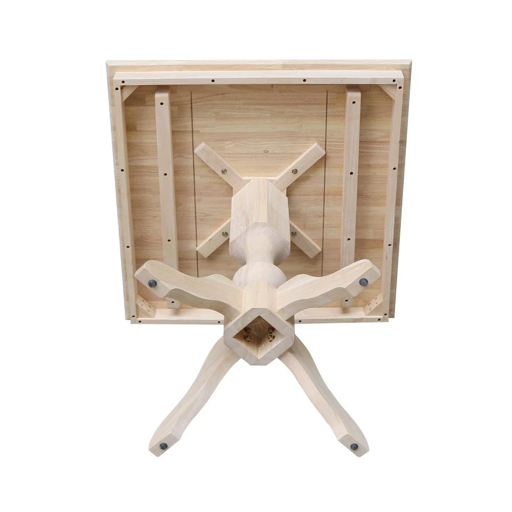 36" x 36" Natural Solid Wood Square Top Pedestal Table - 29.9" Height - Image 9