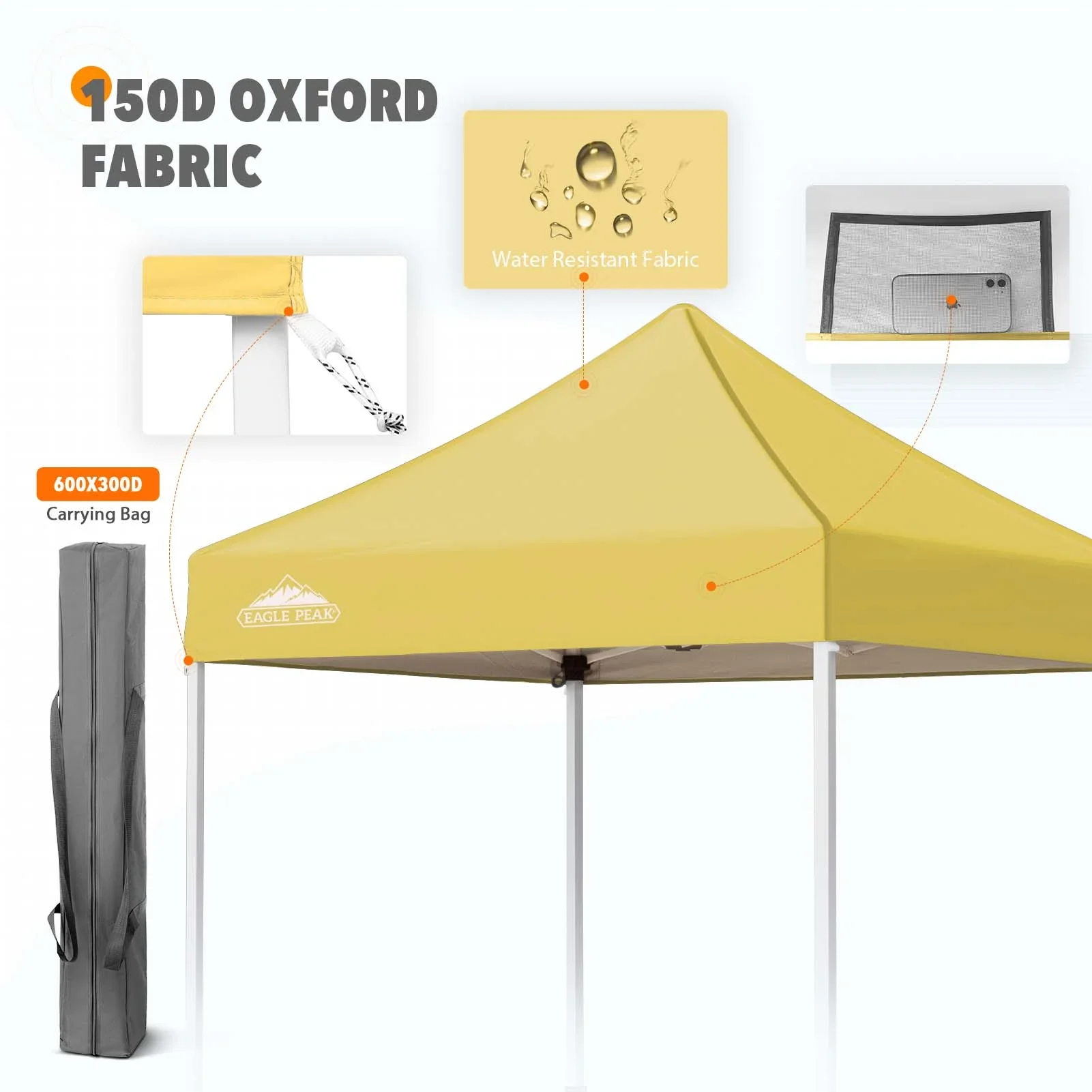 EAGLE PEAK 5x5 Pop up Canopy Tent Instant Outdoor Canopy Easy Set - up Straight Leg Folding Shelter（blue）