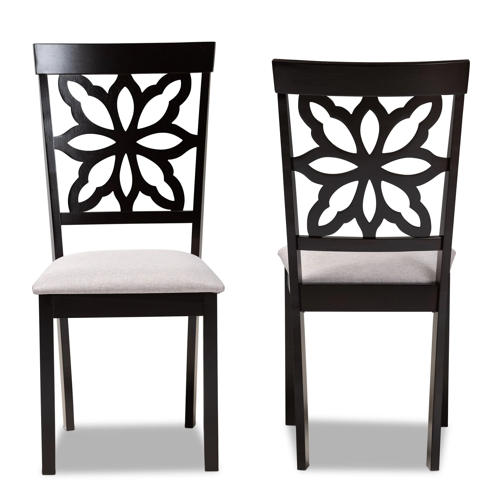 Baxton Studio Samwell Modern and Contemporary Grey Fabric Upholstered and Dark Brown Finished Wood 2-Piece Dining Chair Set - Image 3