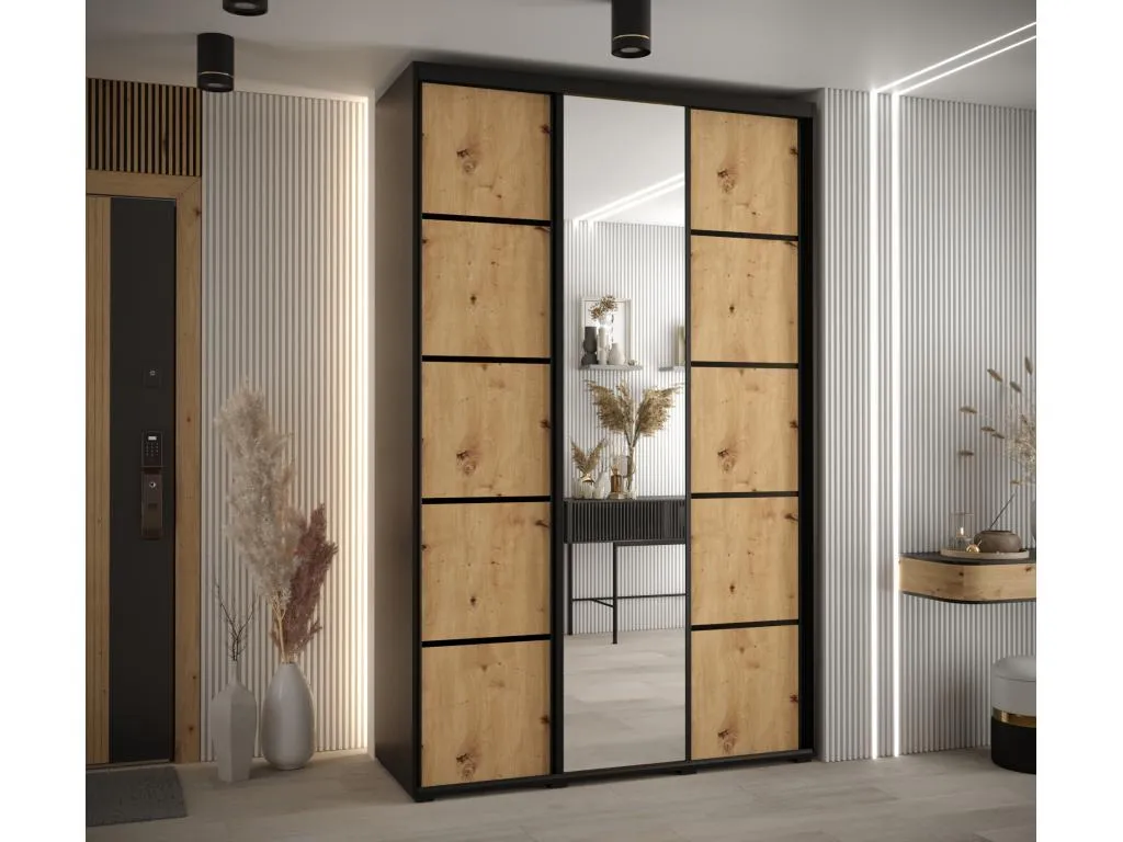 ARMARIO Prietocasa 5 DE PUERTAS CORREDERAS 235.2/150/45 3 puertas (Negro/Artisan/Negro)