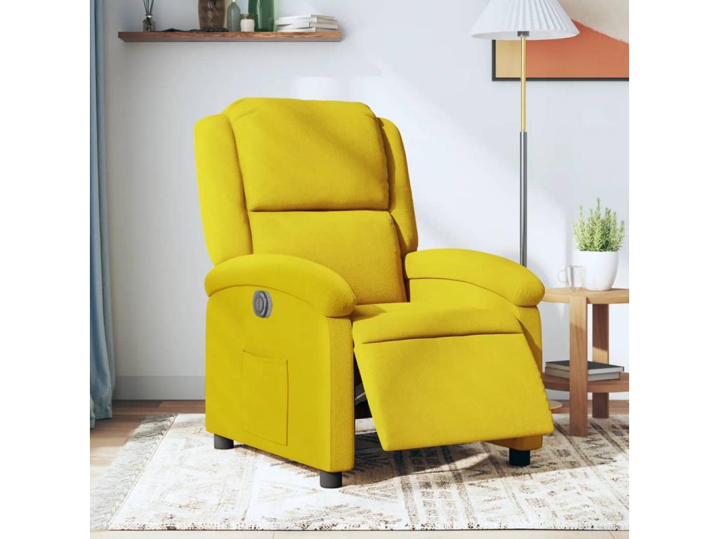 Sillón reclinable eléctrico de terciopelo amarillo