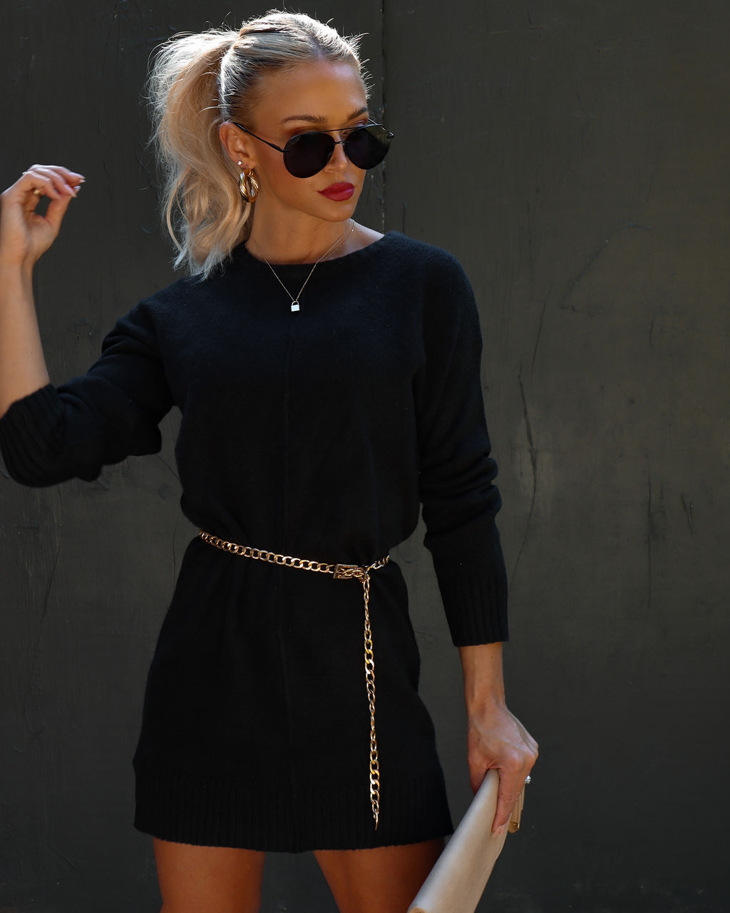Smoky Mountain Sweater Dress - Black - Se7enfashion
