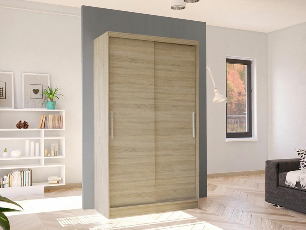 Armario Atlanta 163, Roble Sonoma, 200x100x58cm, Puertas de armario: Correderas