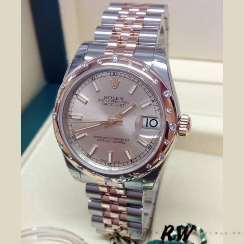 Rolex Datejust 178341 Everose Gold Pink Baton Dial 31MM Lady Replica Watch
