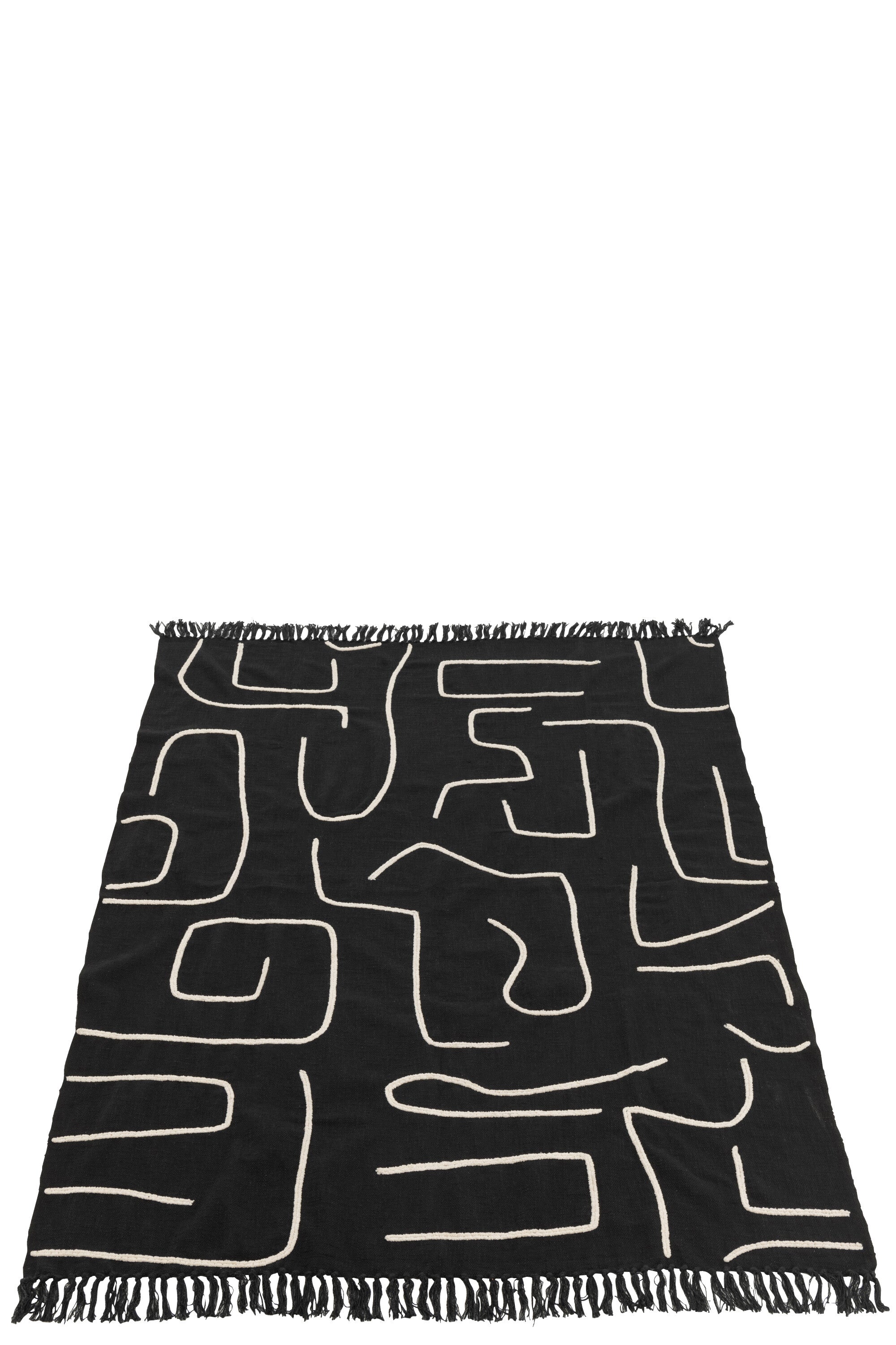 J-Line plaid Strepen Bogen - katoen - zwart wit - 180 x 130 cm