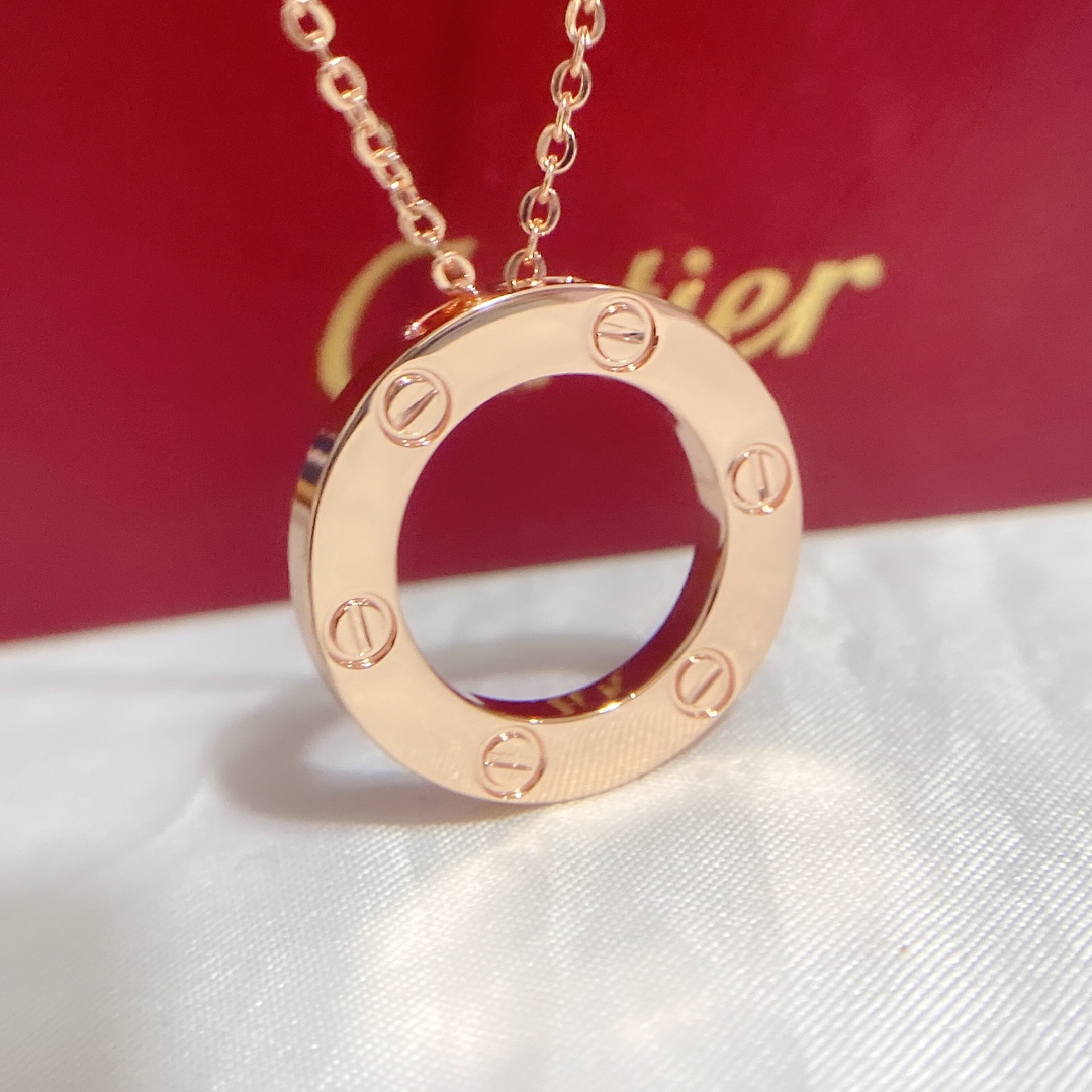 Cartier No Diamond LOVE Pendant Necklace in Pink Gold - Original Replica Club