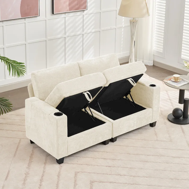 Versatile Chenille Storage Loveseat Sofa