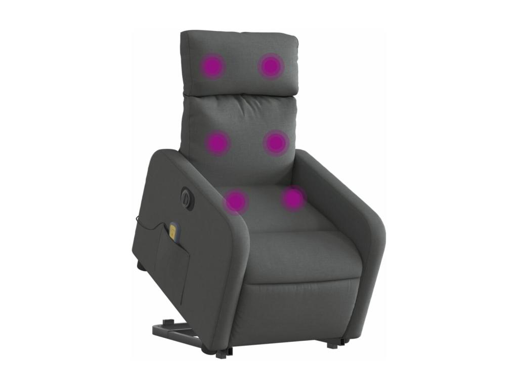 Sillón de masaje eléctrico reclinable elevable tela gris oscuro