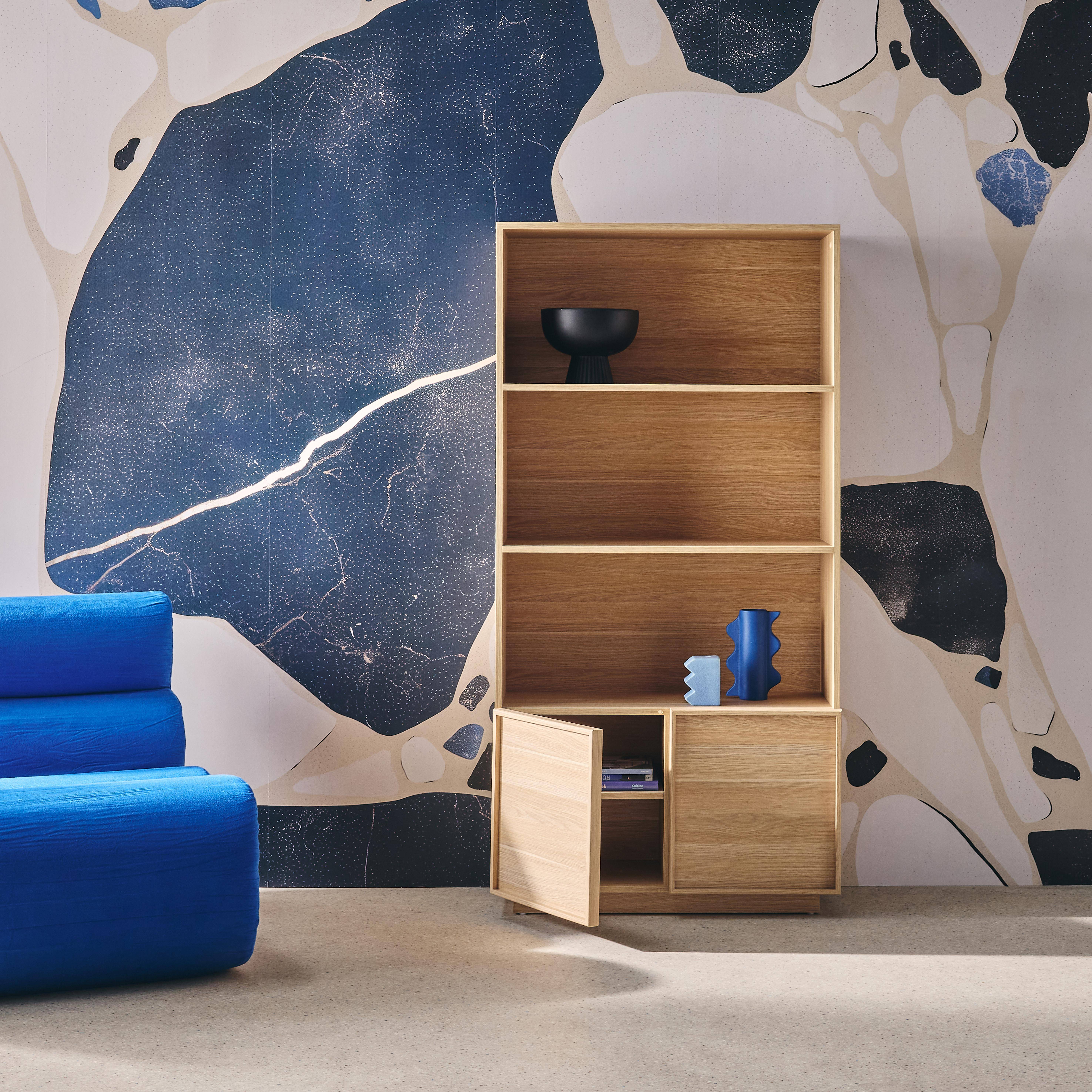 Kuba - Librería efecto madera con 2 puertas y 5 niveles