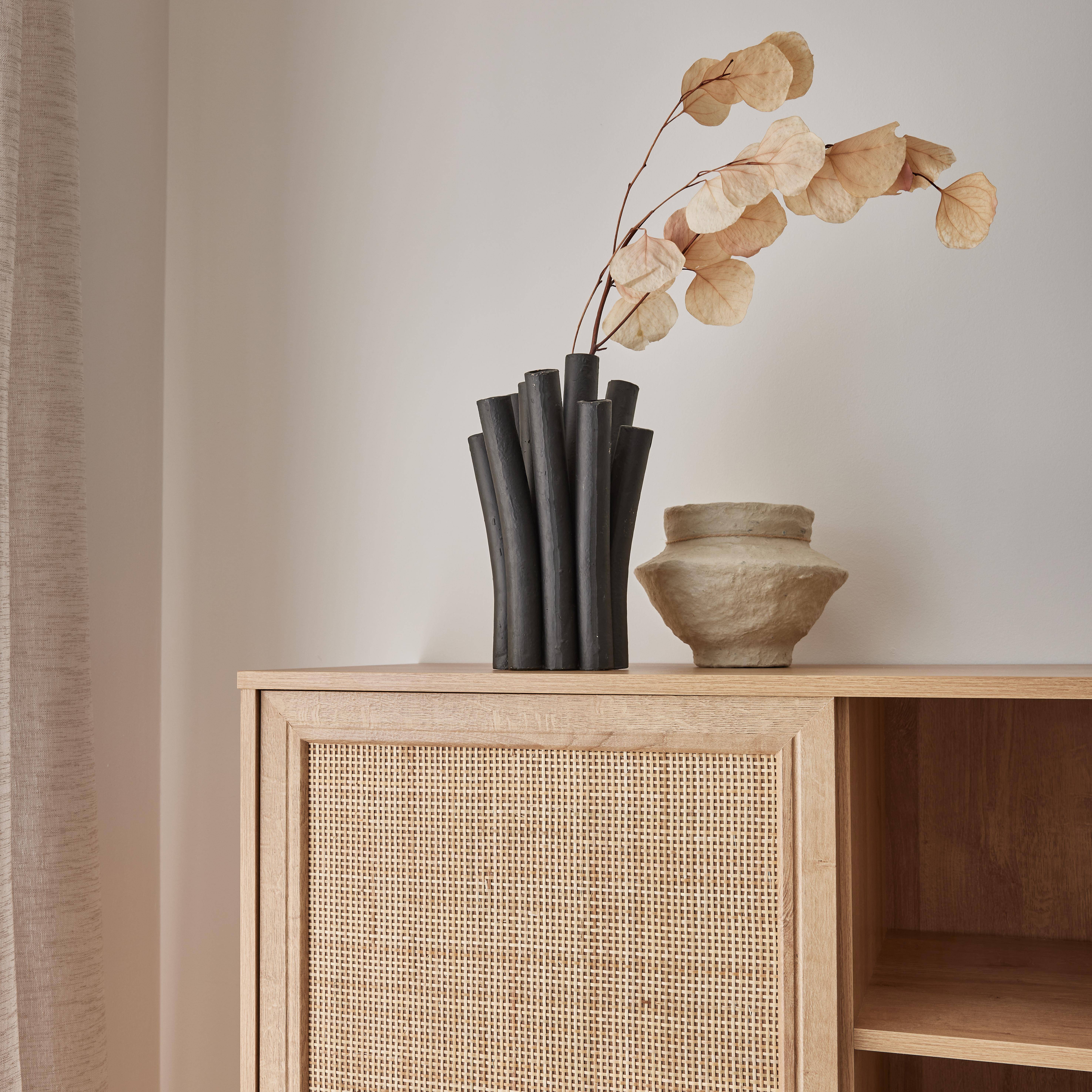 Boheme - Aparador con efecto de caña y madera de 2 cajones, 101cm