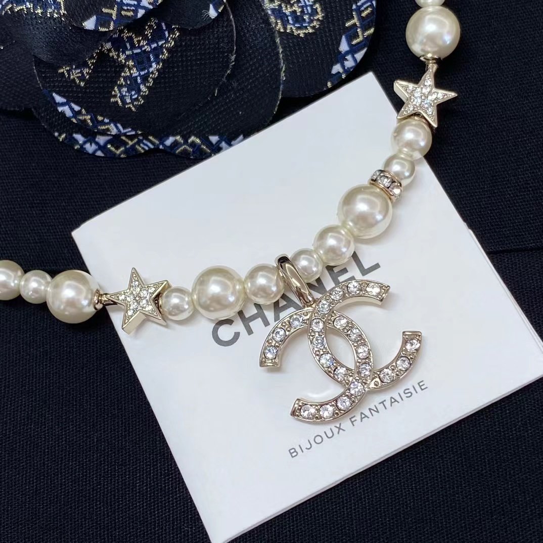 Chanel Star Double C Pendant Pearl Necklace - Original Replica Club
