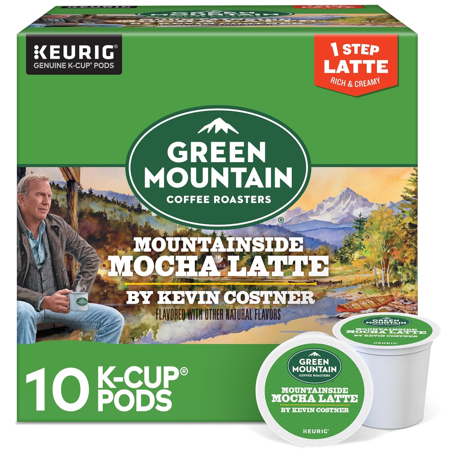 Green Mountain Coffee Roasters Mountainside Mocha Latte. One Step Latte Single Serve Keurig K-Cup Pods. 10-Count Box