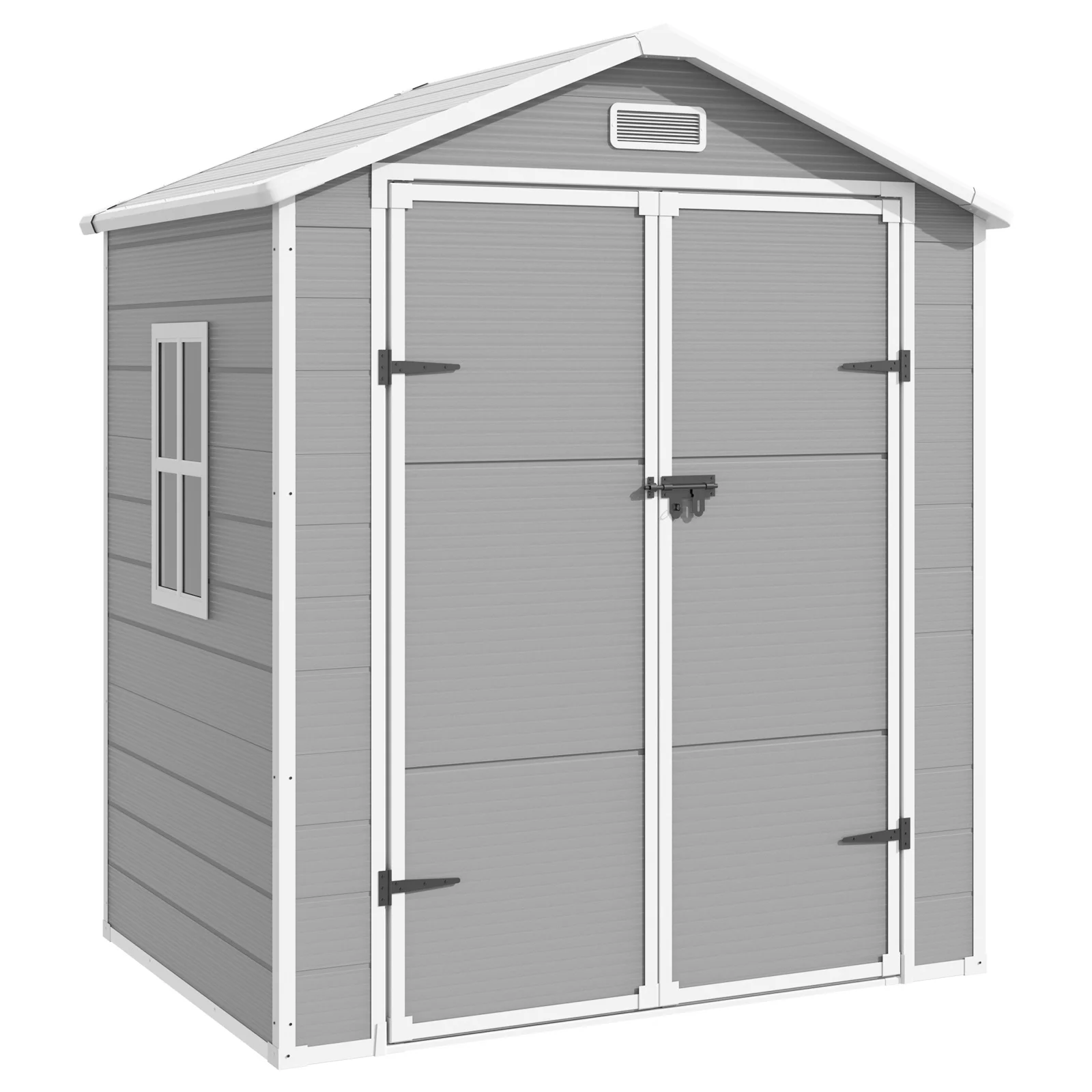 ELPOSUN Outdoor Storage Shed 6x4.5 ft, Resin Outside Sheds & Outdoor Storage Plastic for Trash Can, Bike, Lawnmower, Generator, Tool Shed with Lockable Door for Backyard, Lawn, Patio, Grey & White - Image 8