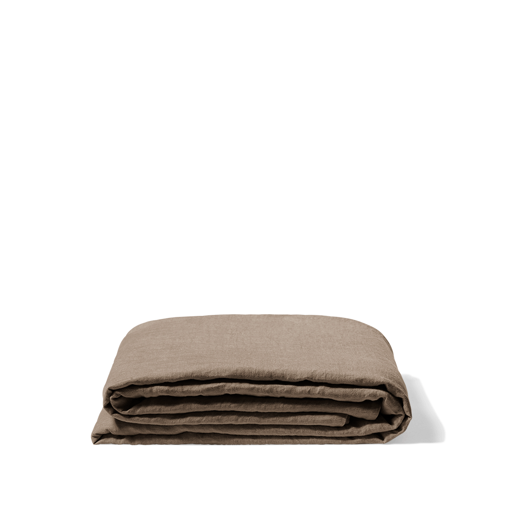 Drap plat en lin lavé - Brun Cha Iro
