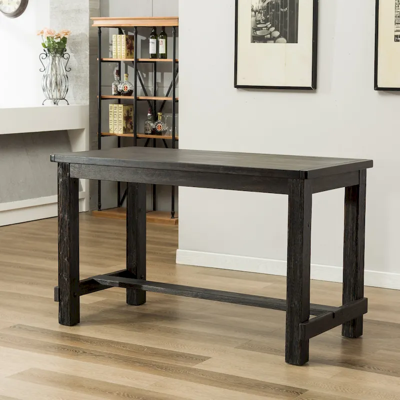 Roundhill Furniture Leviton 5-Piece Counter Height Dining Set in Antique Black Wood Finish