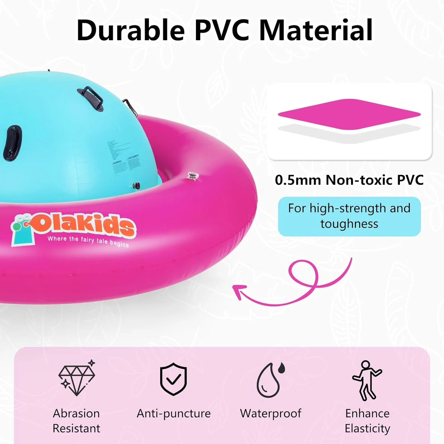 OLAKIDS 8FT Inflatable Dome Rocker Bouncer, Outdoor Kids Giant Roll and Play Seesaw Rocker with 6 Secure Handles, Max Weight 250 LBS, Toddlers Climbing Toy Backyard Play Center Equipment - Image 2
