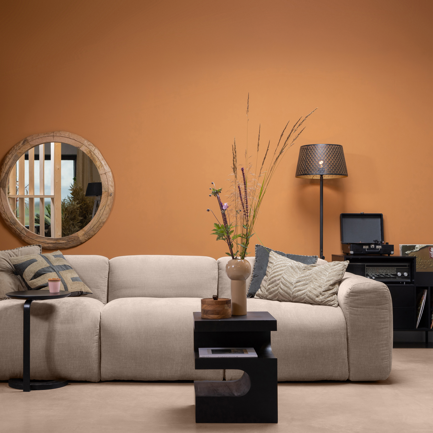 WOOOD Toma Bijzettafel - Mangohout - Zwart - 50x40x40