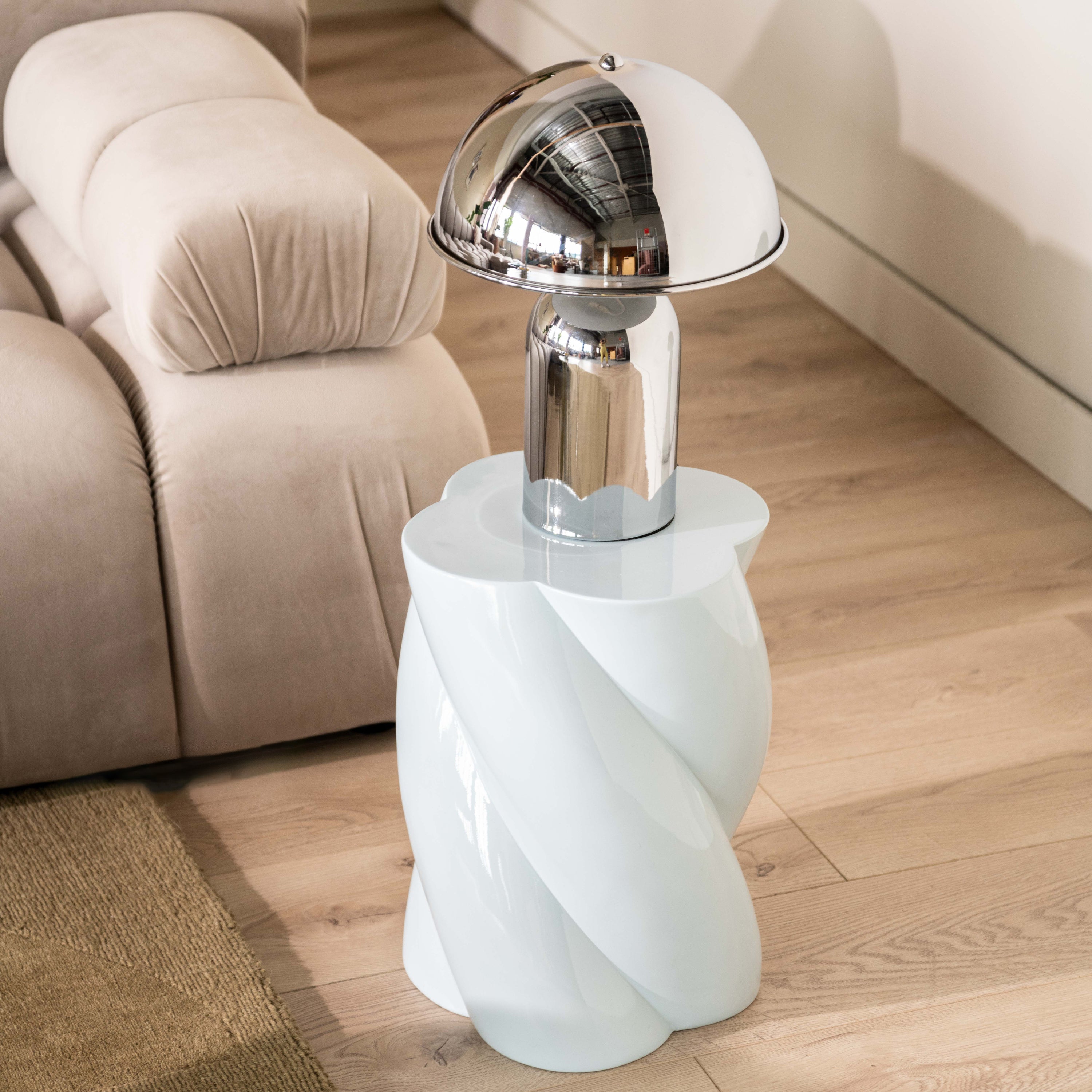 &k amsterdam x fonQ Pillar Marshmallow Bijzettafel H 40 cm - Lichtblau