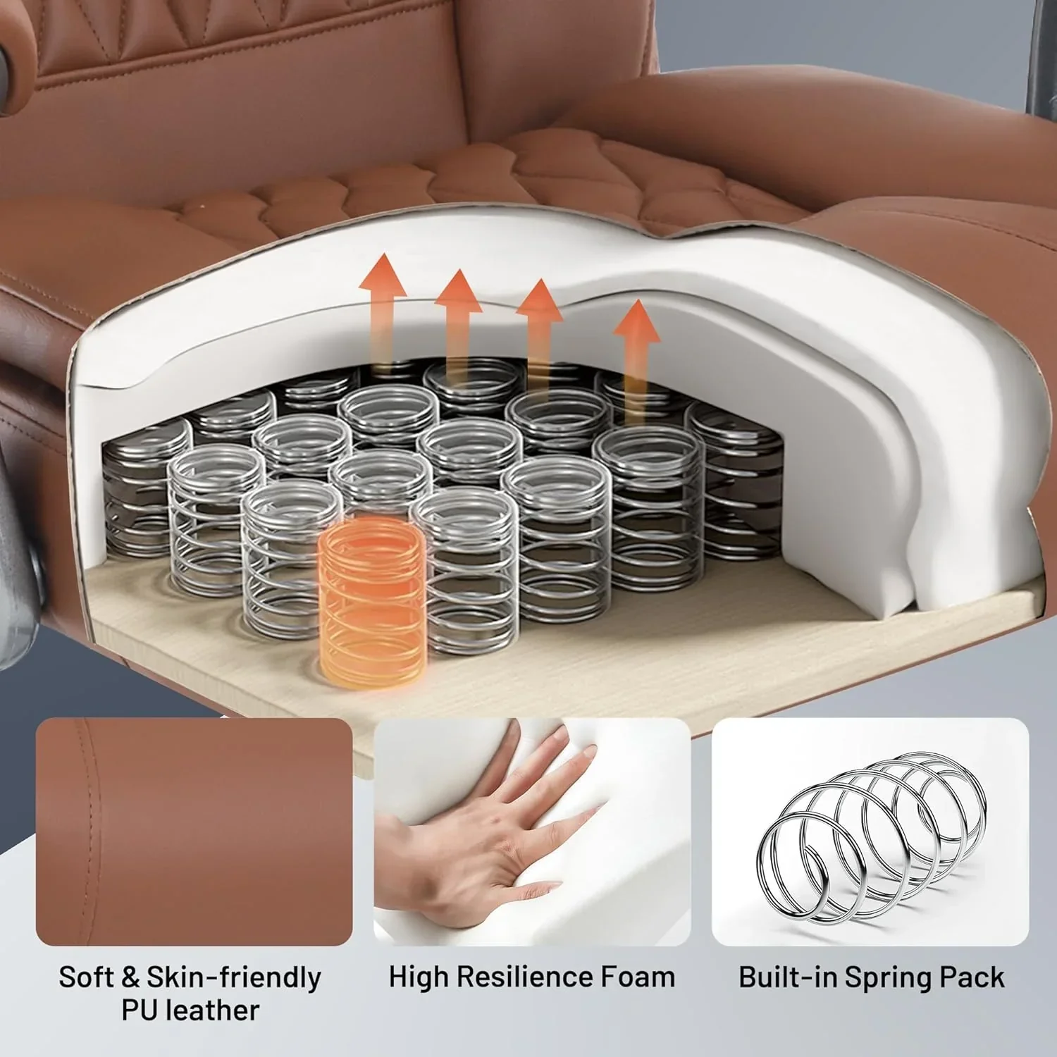 Massage Office Chair with Heating and Footrest Ergonomic Executive Reclining Office Chair