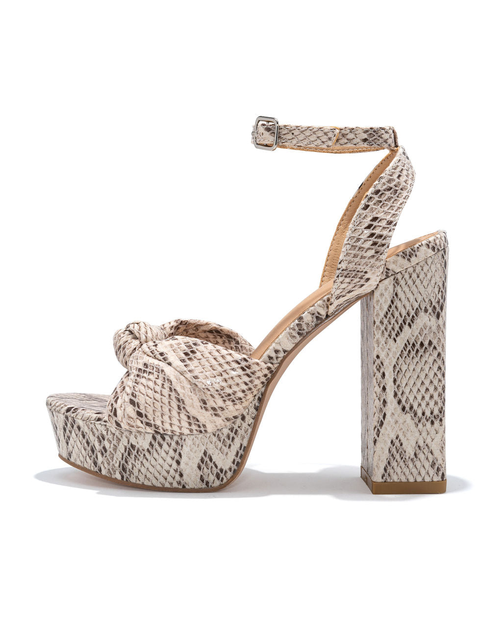 Poppy Heeled Python Platform Sandal - Beige - FINAL SALE - Se7enfashion