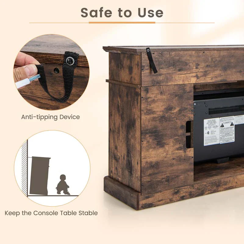 58" TV Console with 23" Fireplace Insert, Fireplace TV Stand for TVs up to 65 Inches, 1400W Electric Fireplace Heater