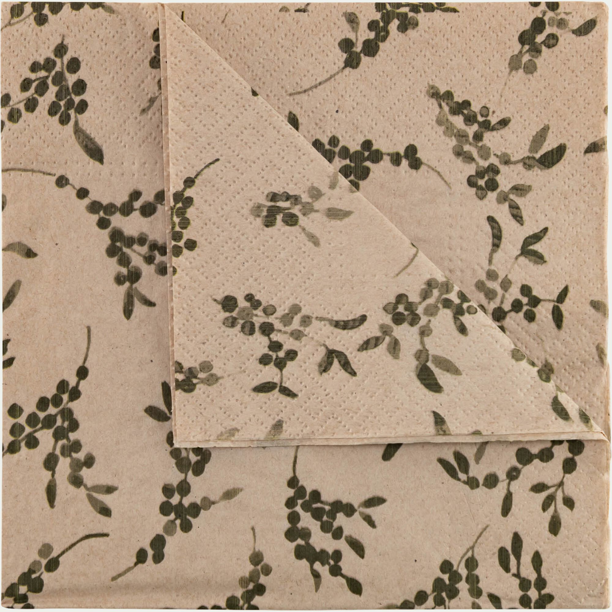 BAIA - Lot de 20 serviettes en papier motif à fleurs 33x33cm - beige alpilles