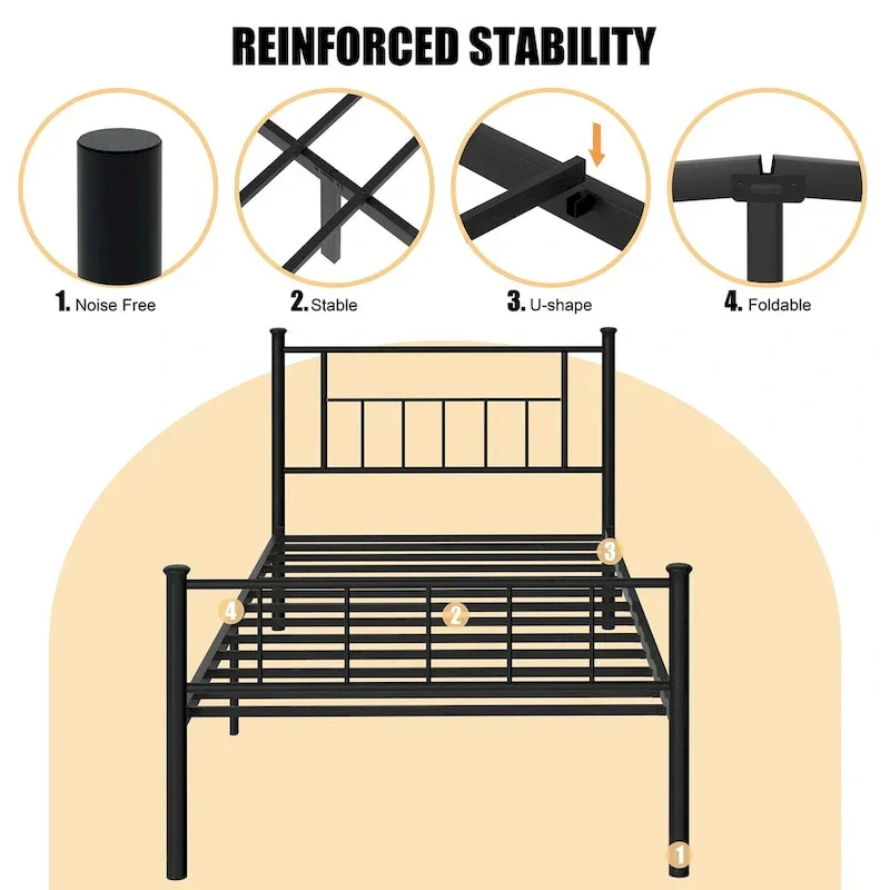 Futzca Bed Frame Featuring Headboard and Footboard