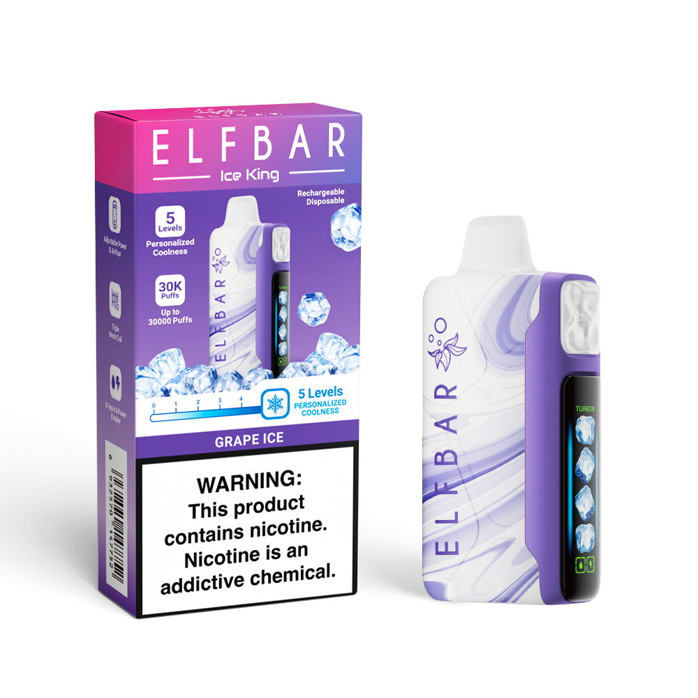 ELF BAR ICE KING 30K cigarette électronique jetable rechargeable (toutes les saveurs)
