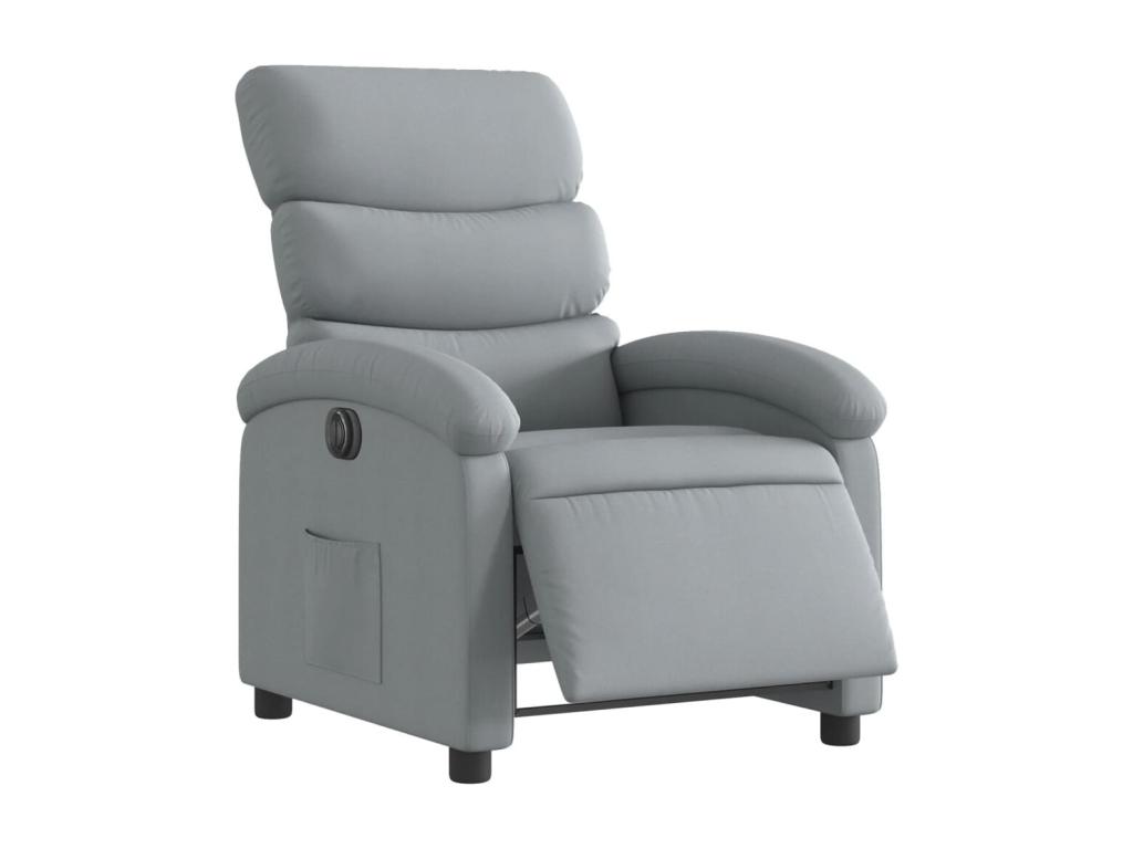 Sillón reclinable eléctrico tela gris claro