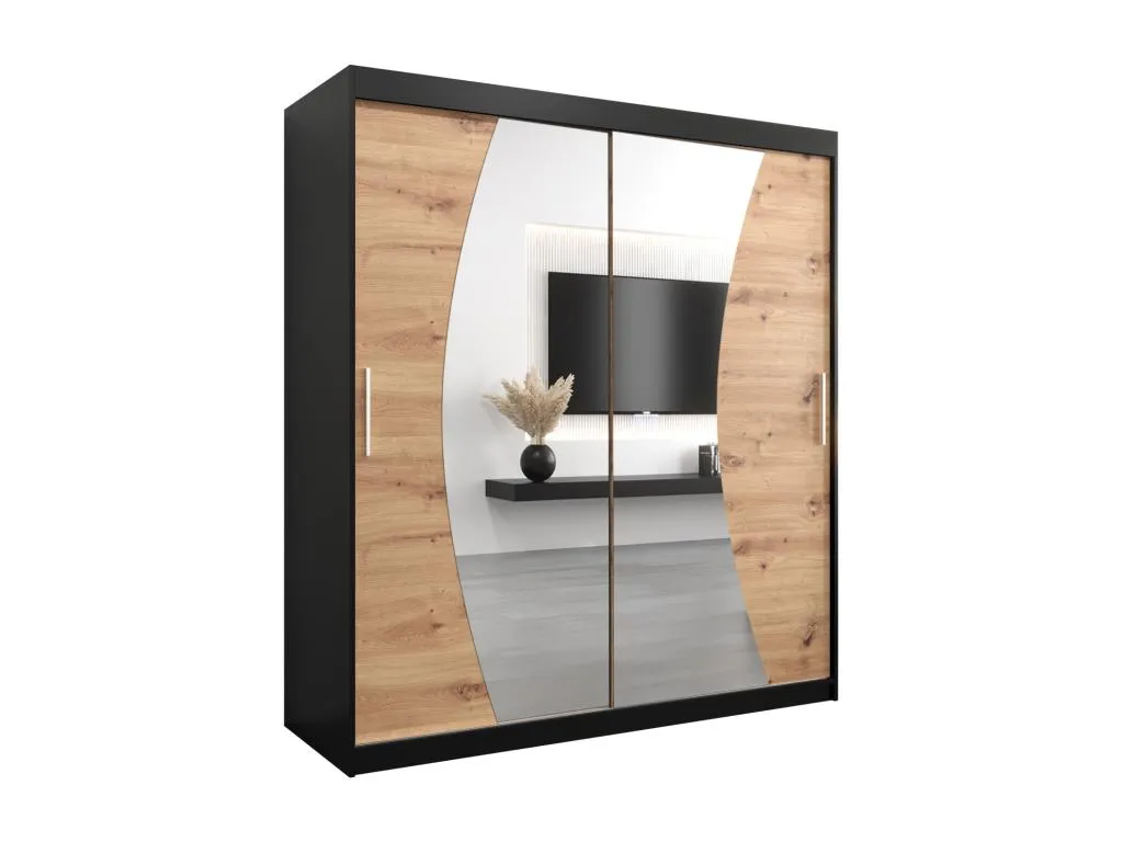 Armario Boverdeco de puertas correderas 200/180/62 2 puertas (negro/artisan)