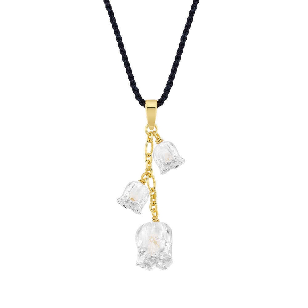PENDENTIF MUGUET 3 CRISTAUX - CRISTAL INCOLORE, PLAQUÉ OR JAUNE 18 CARATS