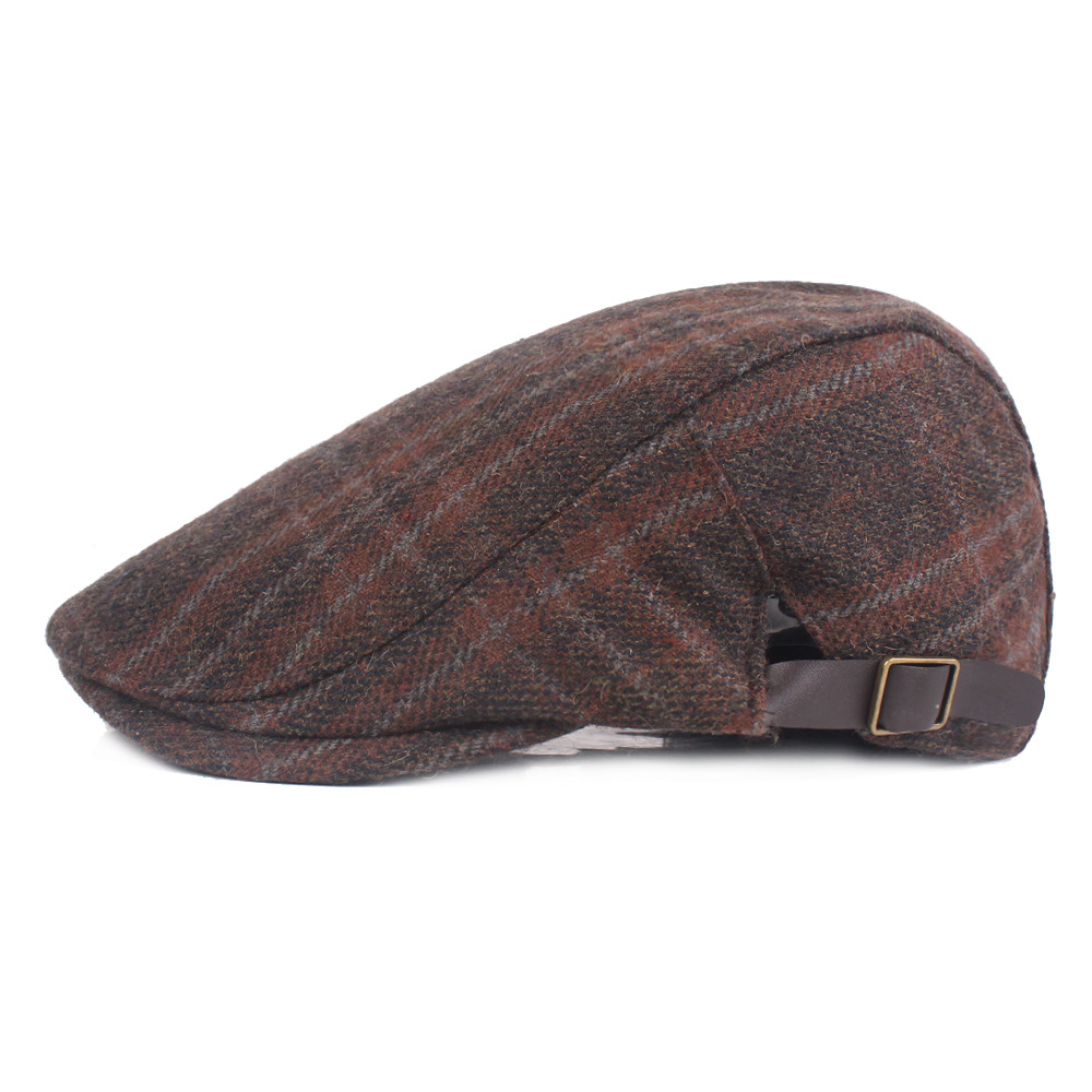 Autumn and winter woolen plaid beret 4 colors