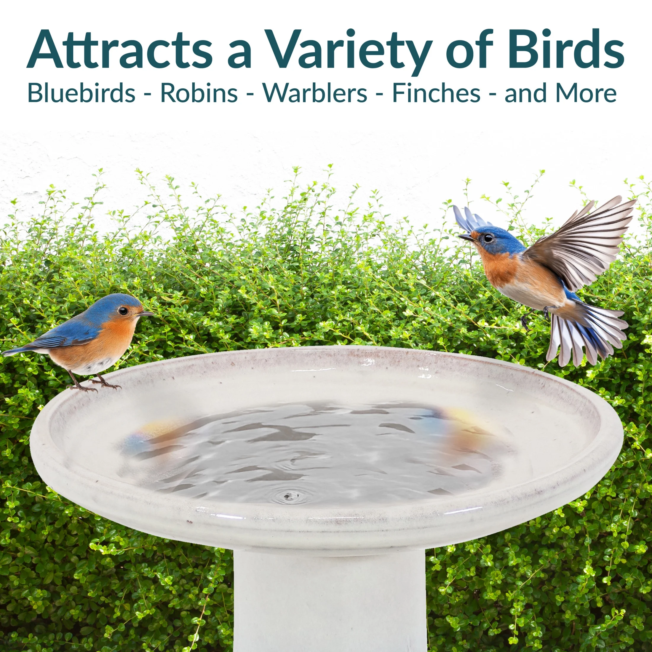 Sunnydaze Freestanding Ceramic Outdoor Bird Bath, Glazed, UV-Resistant Galaxy Blue Finish - Image 46