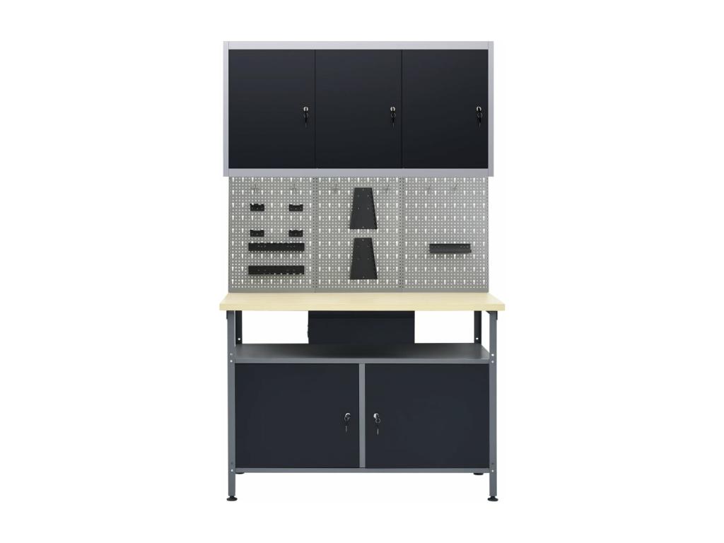 Prolenta Premium - Banco de trabajo con tres paneles de pared y un armario